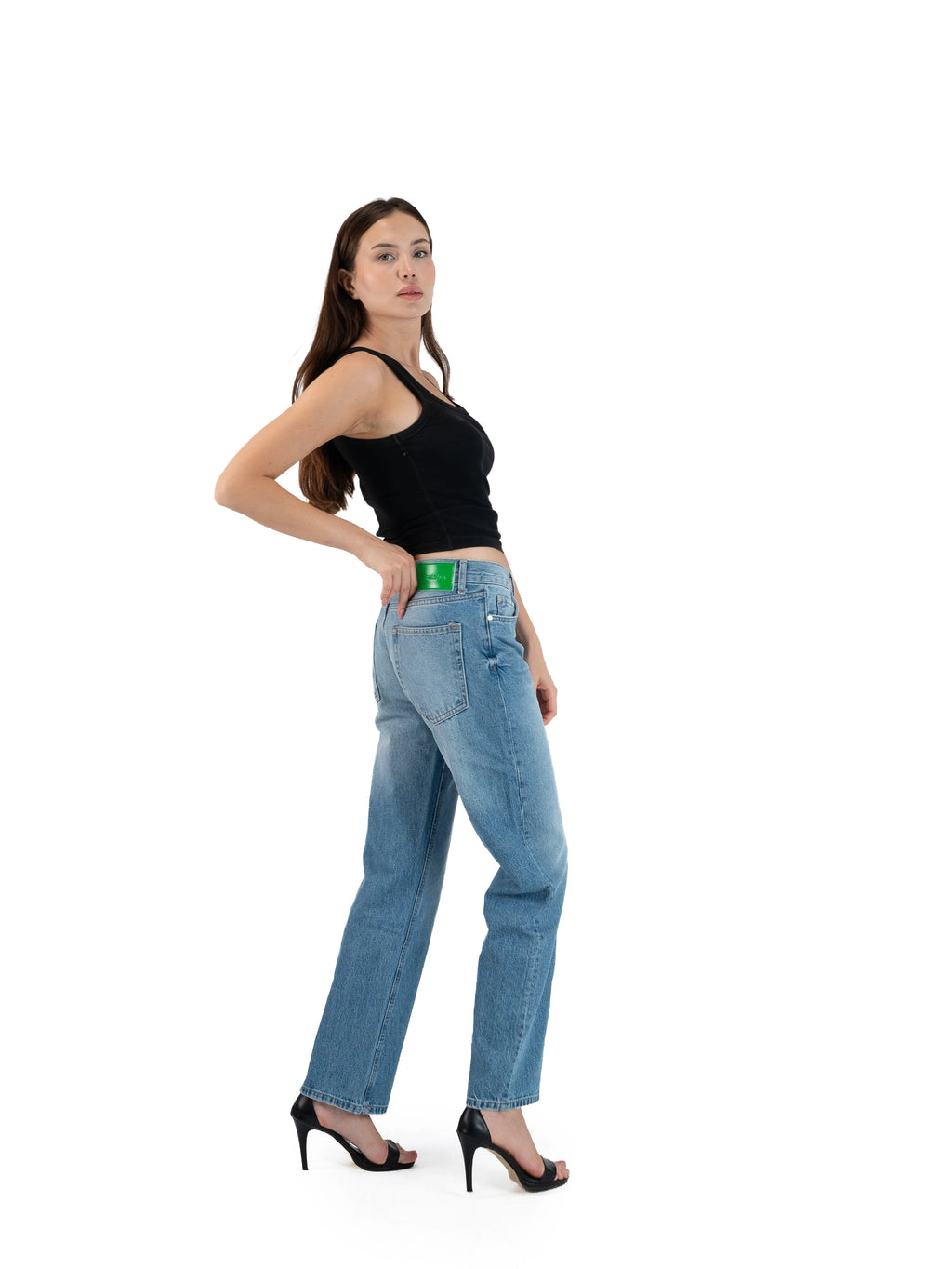 STRAIGHT-LEG MID-RISE JEANS