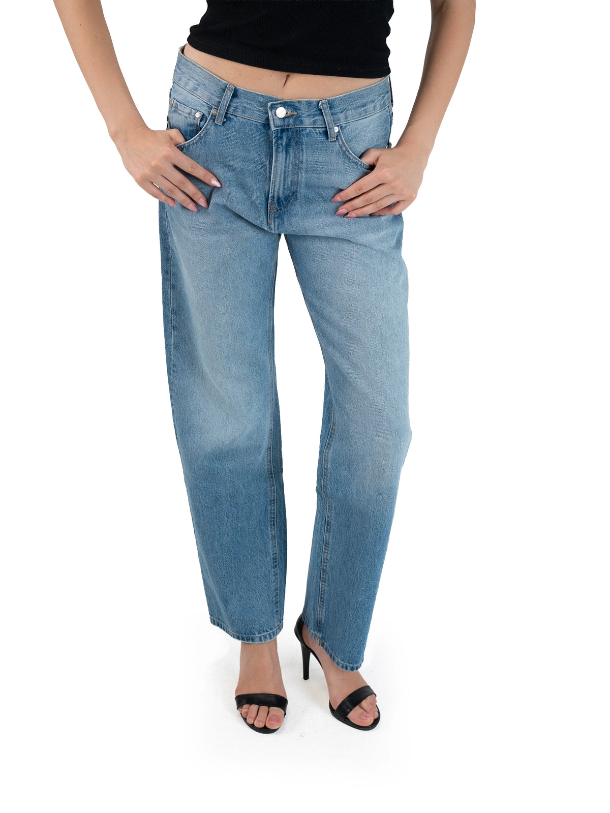 STRAIGHT-LEG MID-RISE JEANS