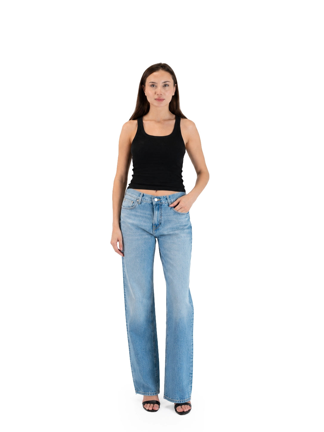 STRAIGHT-LEG MID-RISE JEANS