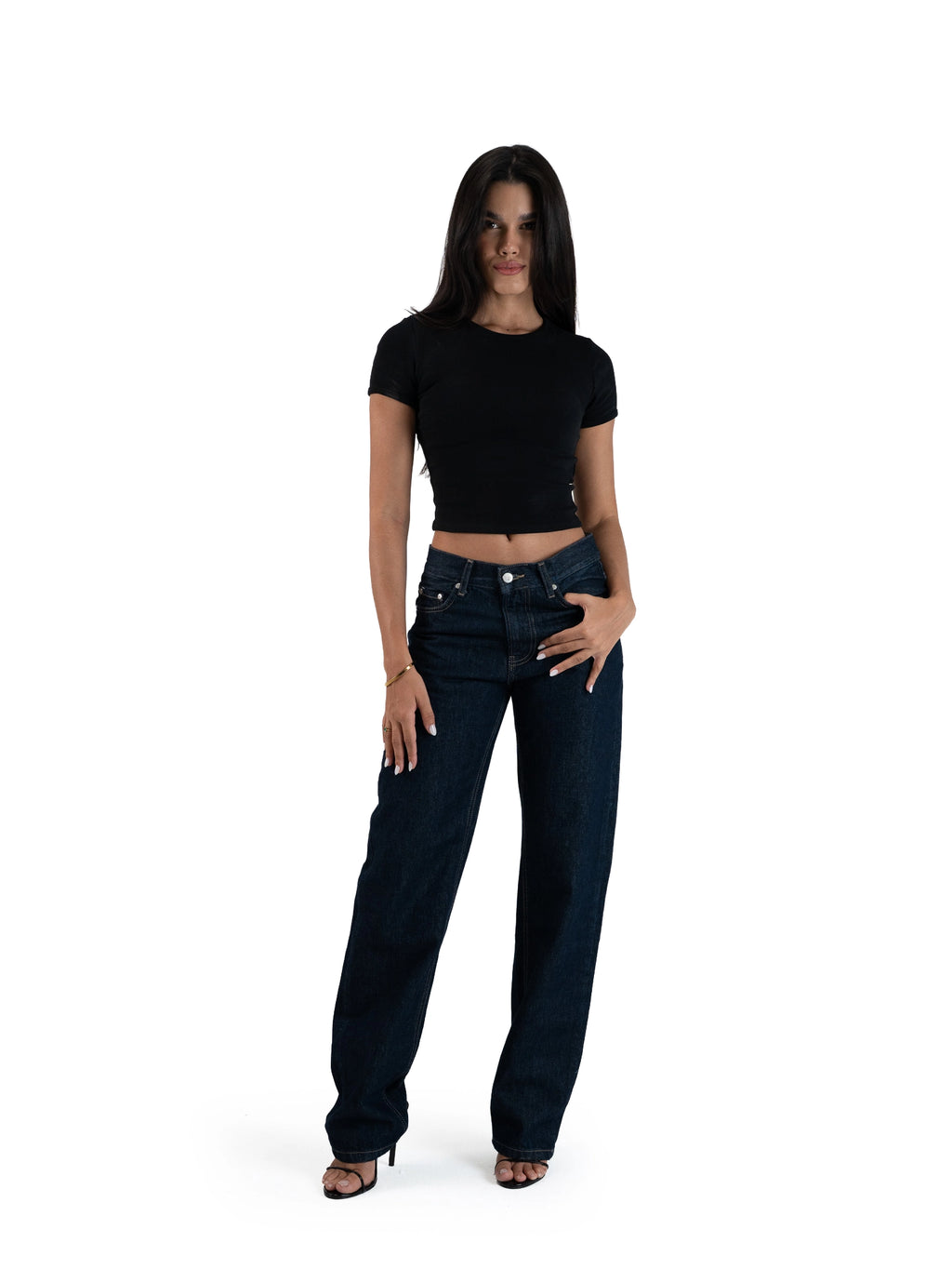 STRAIGHT-LEG MID-RISE JEANS